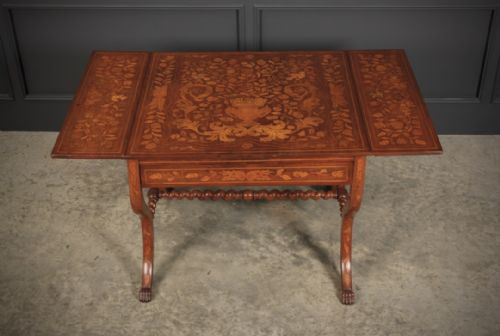 DUTCH MARQUETRY INLAID WALNUT SOFA TABLE - ADDITIONAL PHOTO 3