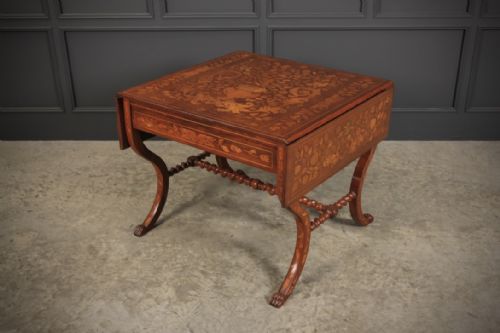 DUTCH MARQUETRY INLAID WALNUT SOFA TABLE - ADDITIONAL PHOTO 5