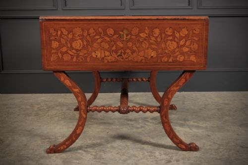 DUTCH MARQUETRY INLAID WALNUT SOFA TABLE - ADDITIONAL PHOTO 7
