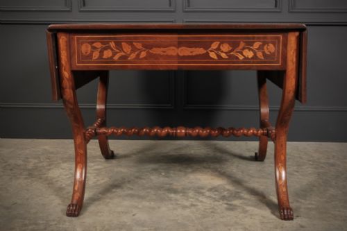 DUTCH MARQUETRY INLAID WALNUT SOFA TABLE - ADDITIONAL PHOTO 8