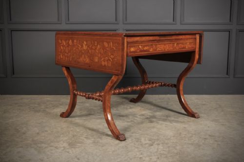 DUTCH MARQUETRY INLAID WALNUT SOFA TABLE - ADDITIONAL PHOTO 12