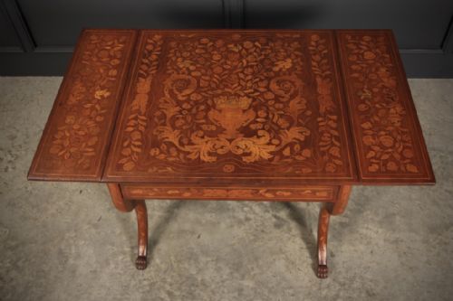 DUTCH MARQUETRY INLAID WALNUT SOFA TABLE - ADDITIONAL PHOTO 13