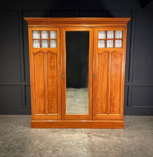 EDWARDIAN SATINWOOD TRIPLE WARDROBE