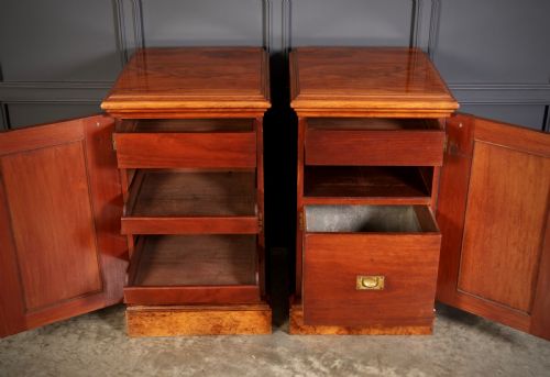 LARGE PAIR OF ENGLISH FIGURED WALNUT PEDESTAL CABINETS - ADDITIONAL PHOTO 5