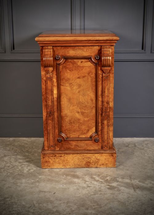 LARGE PAIR OF ENGLISH FIGURED WALNUT PEDESTAL CABINETS - ADDITIONAL PHOTO 7