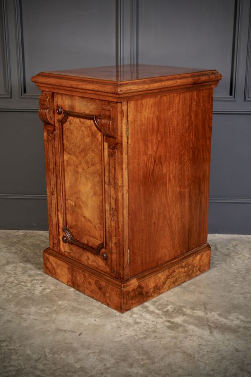 LARGE PAIR OF ENGLISH FIGURED WALNUT PEDESTAL CABINETS - ADDITIONAL PHOTO 9