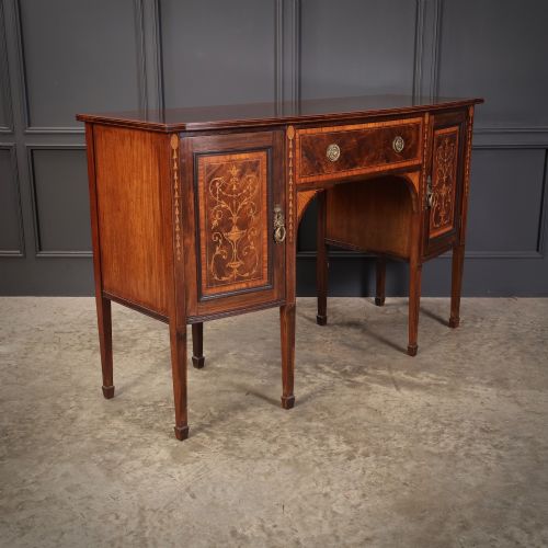 MARQUETRY INLAID MAHOGANY BOW FRONT SIDEBOARD - ADDITIONAL PHOTO 1