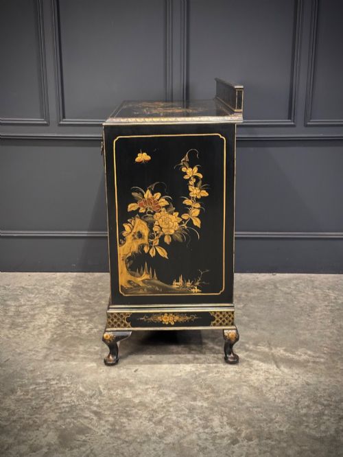 CHINOISERIE BLACK LACQUERED JAPANNED SIDE CABINET - ADDITIONAL PHOTO 10