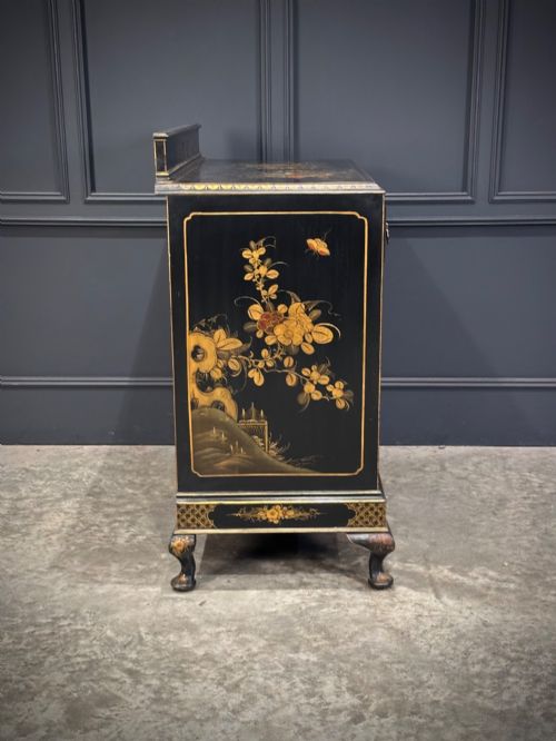 CHINOISERIE BLACK LACQUERED JAPANNED SIDE CABINET - ADDITIONAL PHOTO 12