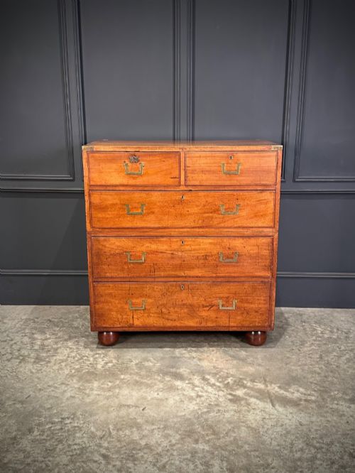 VICTORIAN MAHOGANY MILITARY CAMPAIGN CHEST - ADDITIONAL PHOTO 3