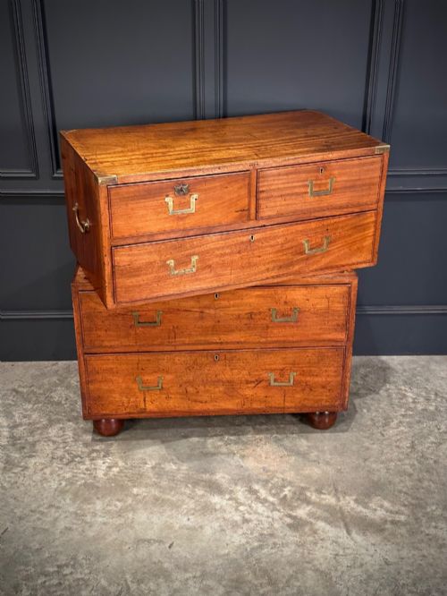 VICTORIAN MAHOGANY MILITARY CAMPAIGN CHEST - ADDITIONAL PHOTO 4