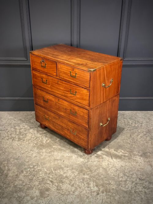 VICTORIAN MAHOGANY MILITARY CAMPAIGN CHEST - ADDITIONAL PHOTO 6