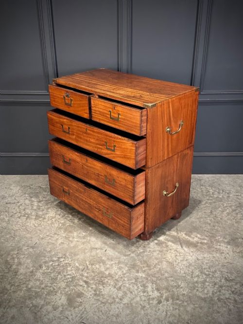 VICTORIAN MAHOGANY MILITARY CAMPAIGN CHEST - ADDITIONAL PHOTO 7