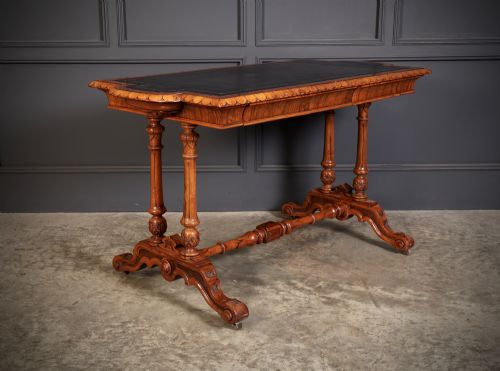 CARVED WALNUT LIBRARY TABLE