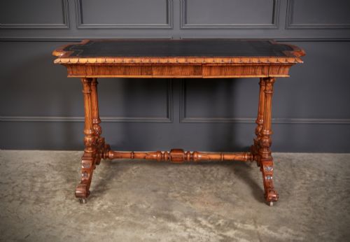 CARVED WALNUT LIBRARY TABLE - ADDITIONAL PHOTO 4