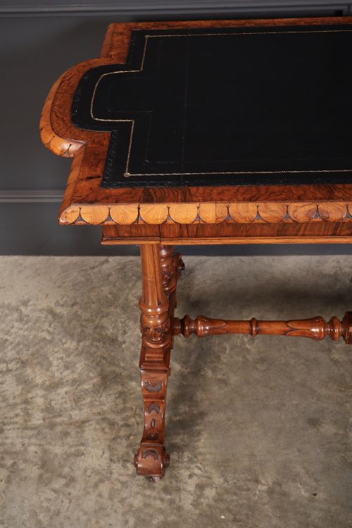 CARVED WALNUT LIBRARY TABLE - ADDITIONAL PHOTO 5