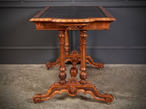 CARVED WALNUT LIBRARY TABLE - ADDITIONAL PHOTO 8