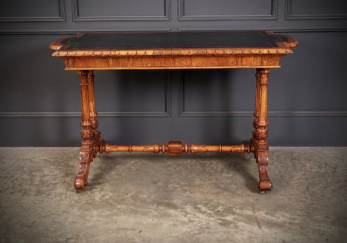 CARVED WALNUT LIBRARY TABLE - ADDITIONAL PHOTO 11