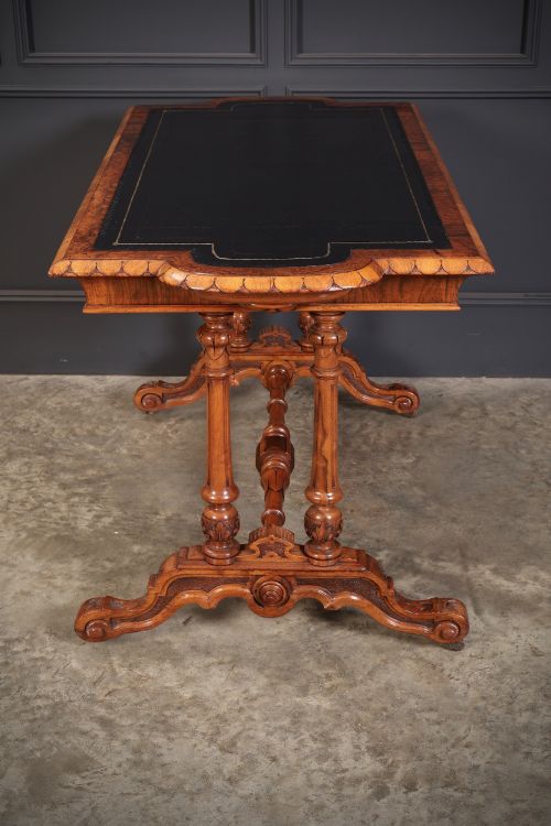 CARVED WALNUT LIBRARY TABLE - ADDITIONAL PHOTO 13