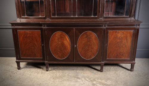 LARGE MAHOGANY BREAKFRONT GLAZED BOOKCASE - ADDITIONAL PHOTO 3