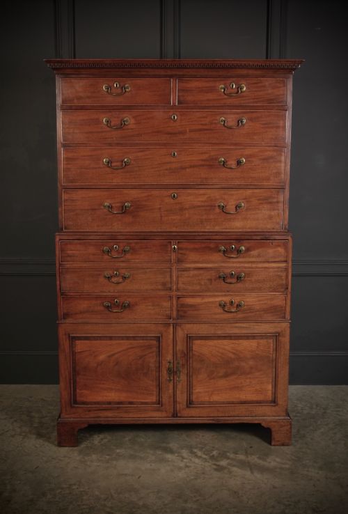 18TH CENTURY MAHOGANY TALLBOY SECRTAIRE CHEST ON CHEST - ADDITIONAL PHOTO 1