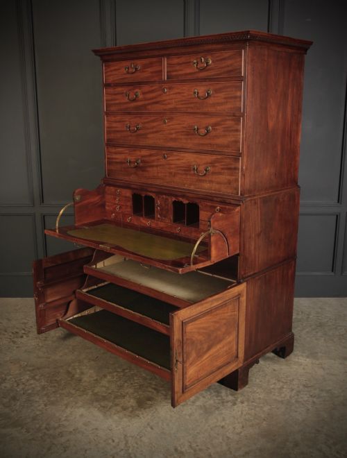 18TH CENTURY MAHOGANY TALLBOY SECRTAIRE CHEST ON CHEST - ADDITIONAL PHOTO 6