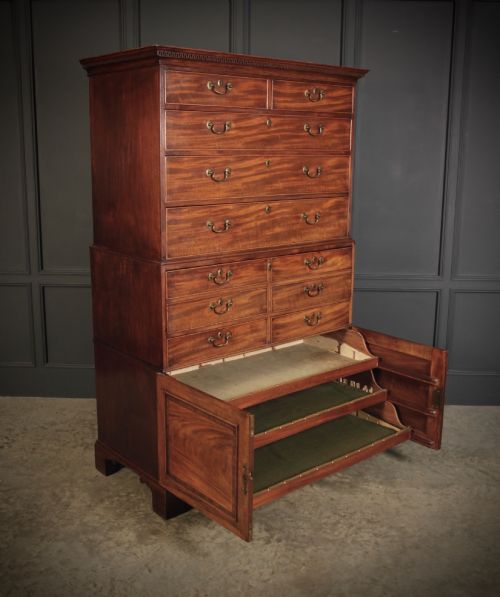 18TH CENTURY MAHOGANY TALLBOY SECRTAIRE CHEST ON CHEST - ADDITIONAL PHOTO 7