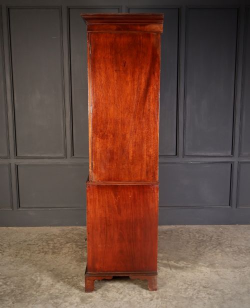 GEORGIAN MARQUETRY INLAID MAHOGANY LINEN PRESS - ADDITIONAL PHOTO 7