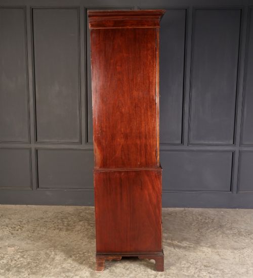 GEORGIAN MARQUETRY INLAID MAHOGANY LINEN PRESS - ADDITIONAL PHOTO 9