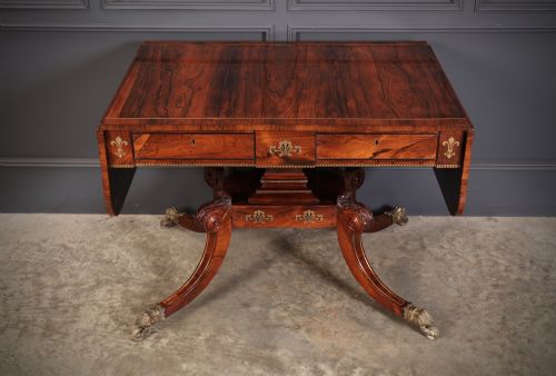 fig 1. Exquisite Regency Rosewood Brass Inlaid Sofa Table