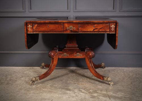 fig 2. Exquisite Regency Rosewood Brass Inlaid Sofa Table