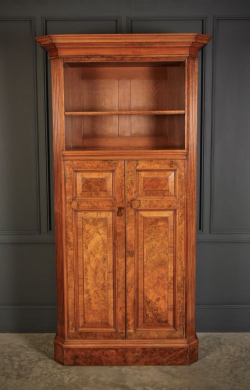VICTORIAN BURR WALNUT OFFICE BOOKCASE - ADDITIONAL PHOTO 1