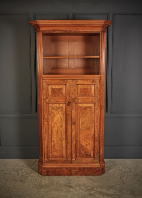 VICTORIAN BURR WALNUT OFFICE BOOKCASE - ADDITIONAL PHOTO 5