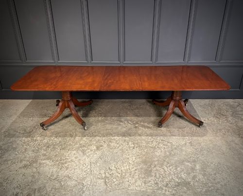 Mahogany Twin Pillar Extending Dining Table