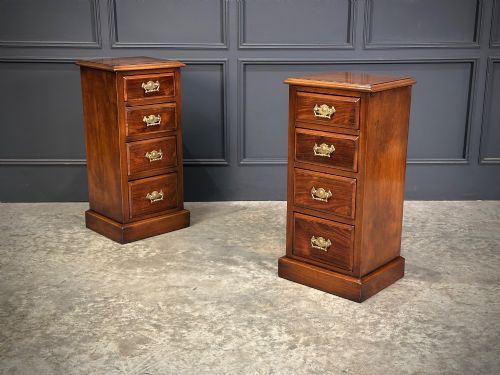 Pair of Edwardian Mahogany & Rosewood Bedside Chests