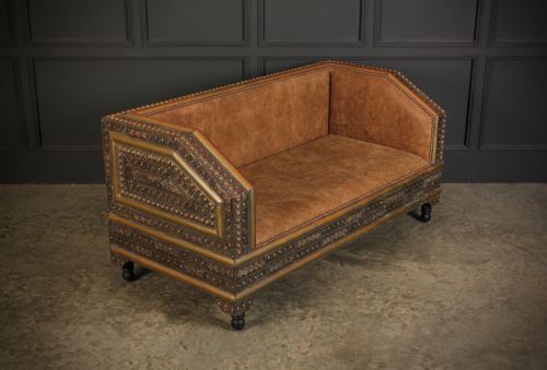 Moroccan Embossed Metal & Leather Sofa
