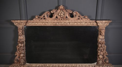 Large Victorian Carved Oak Overmantel Mirror