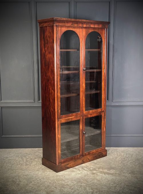 Tall Victorian Rosewood Glazed Bookcase