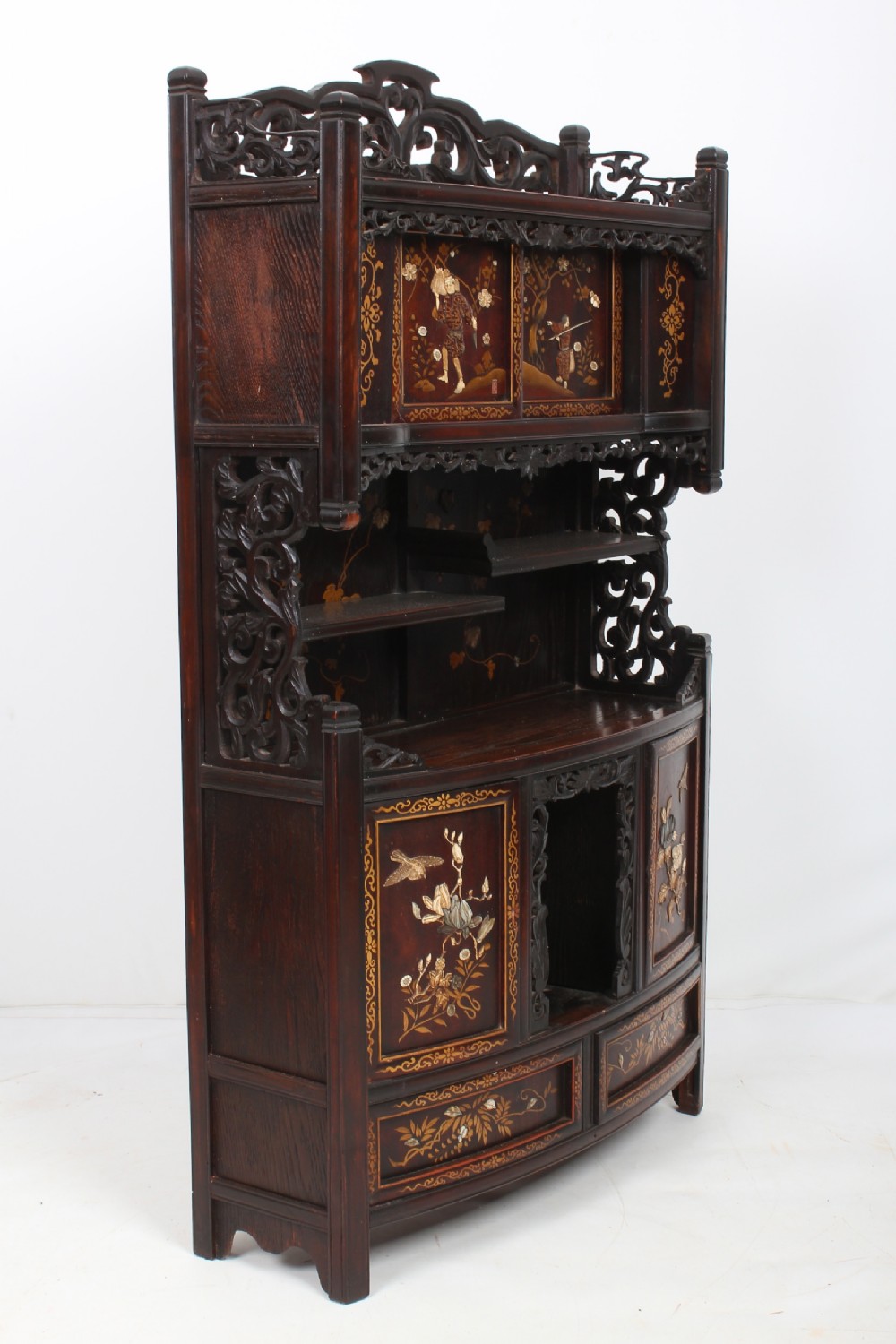 Japanese Meiji Period Carved Shodana Cabinet