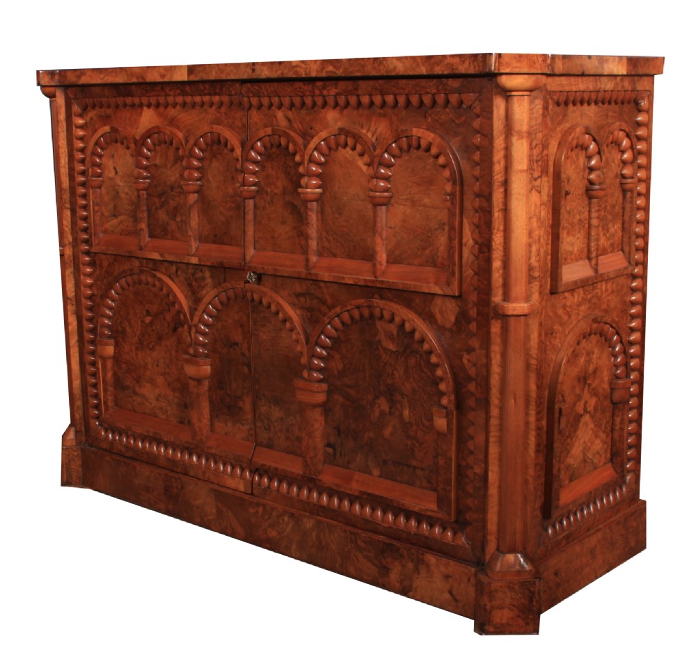Rare Burr Walnut  Side Cabinet