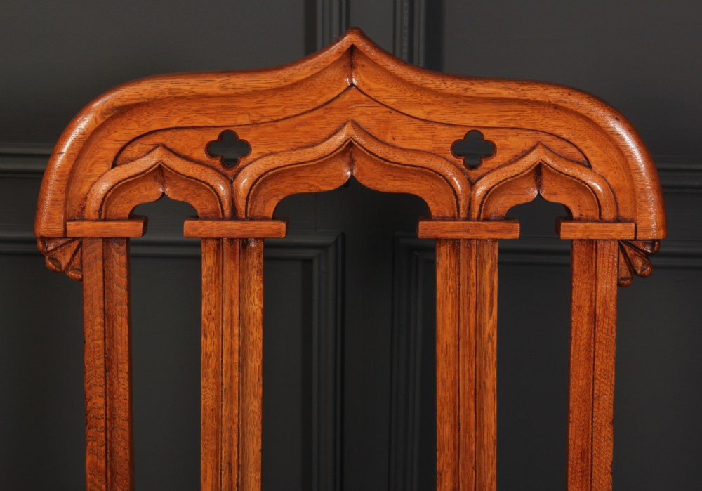 Pair of Victorian Gothic Oak Chairs View VIII