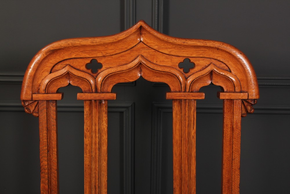 Pair of Victorian Gothic Oak Chairs View X