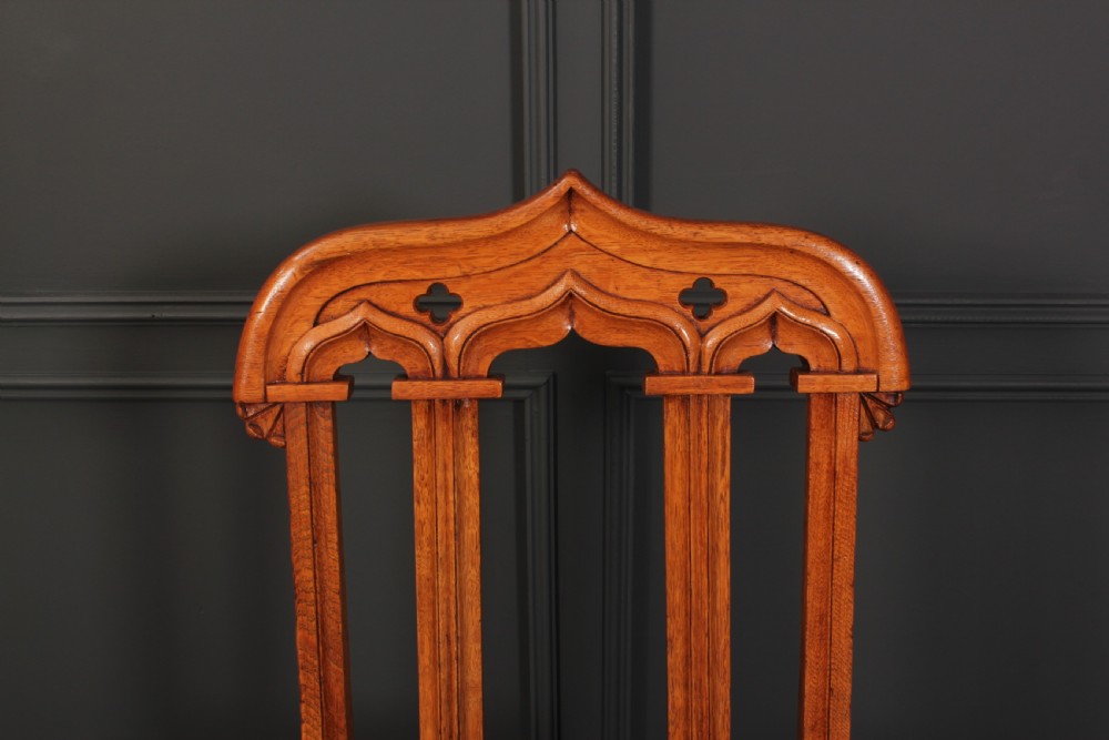 Pair of Victorian Gothic Oak Chairs View XI