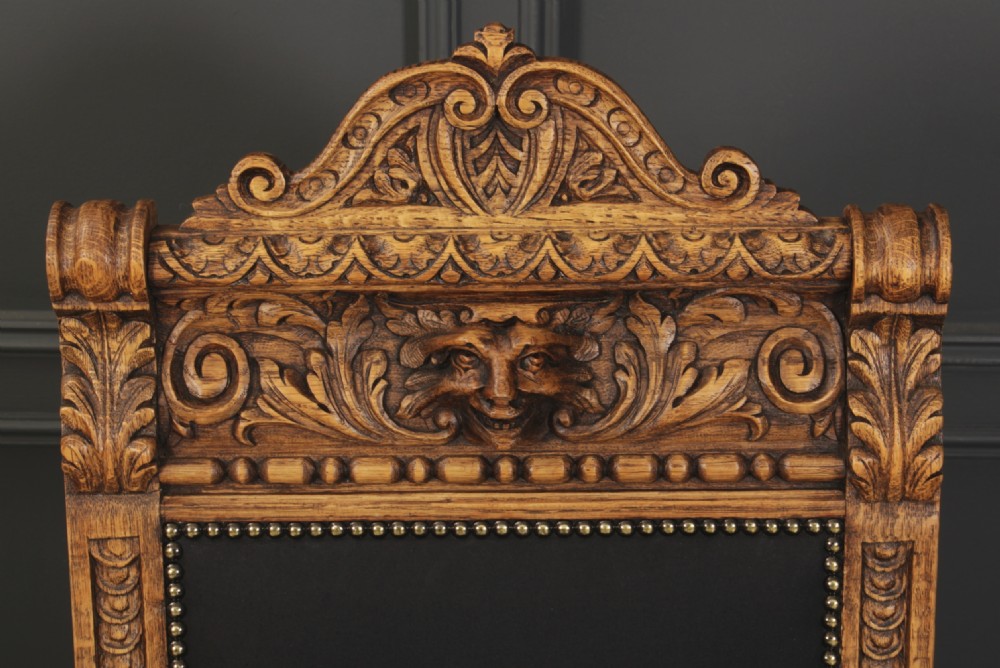 Set of 6 Carved Light Oak Dining Chairs View VI