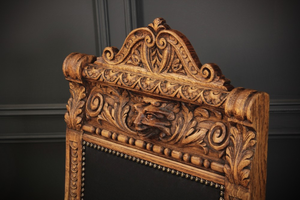 Set of 6 Carved Light Oak Dining Chairs View VIII