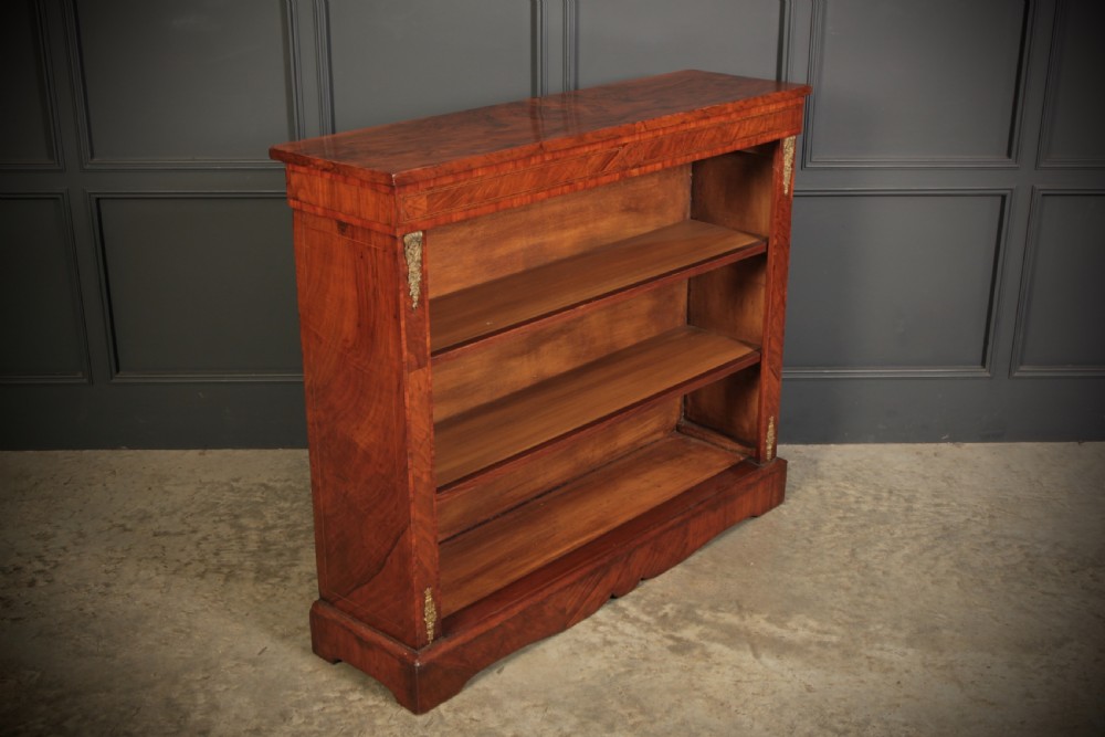 Victorian Inlaid Walnut Open Bookcase View II