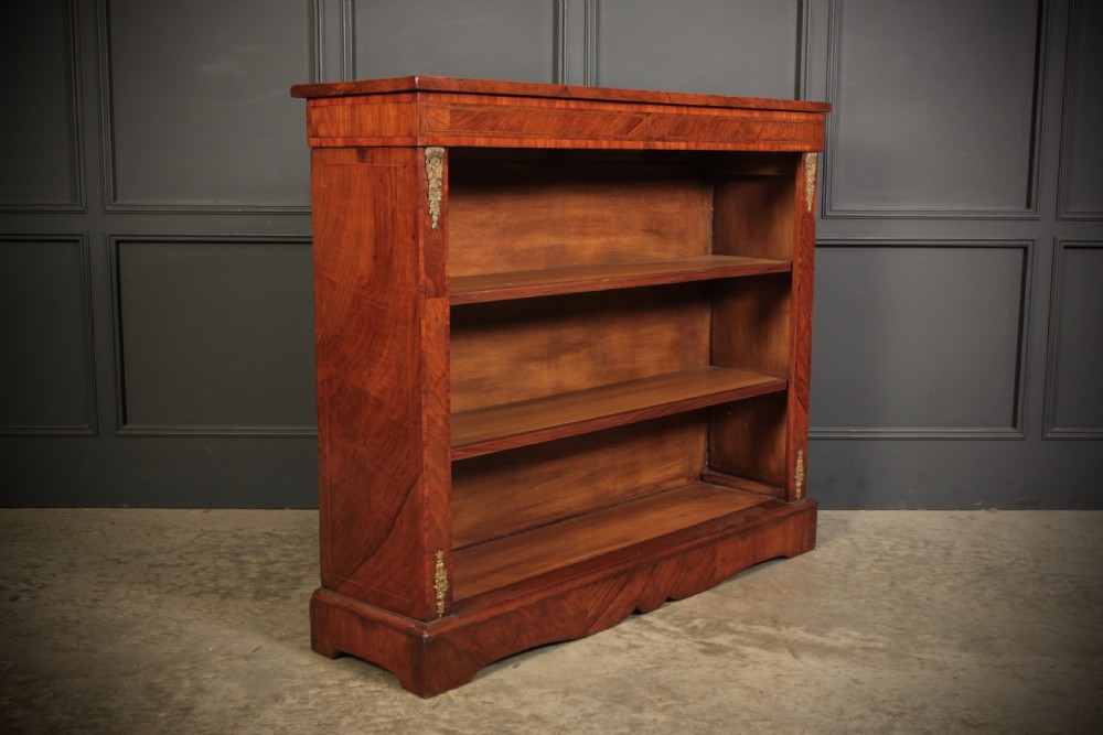 Victorian Inlaid Walnut Open Bookcase