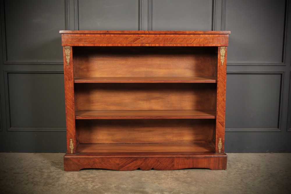 Victorian Inlaid Walnut Open Bookcase View III