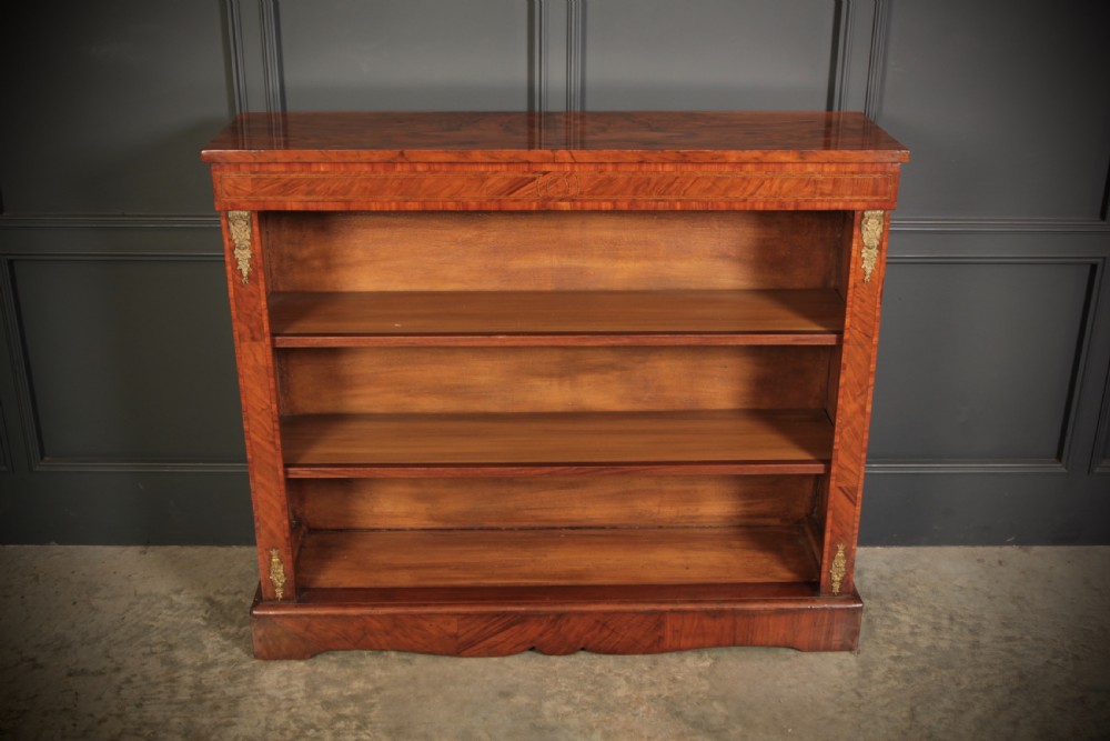 Victorian Inlaid Walnut Open Bookcase View IV