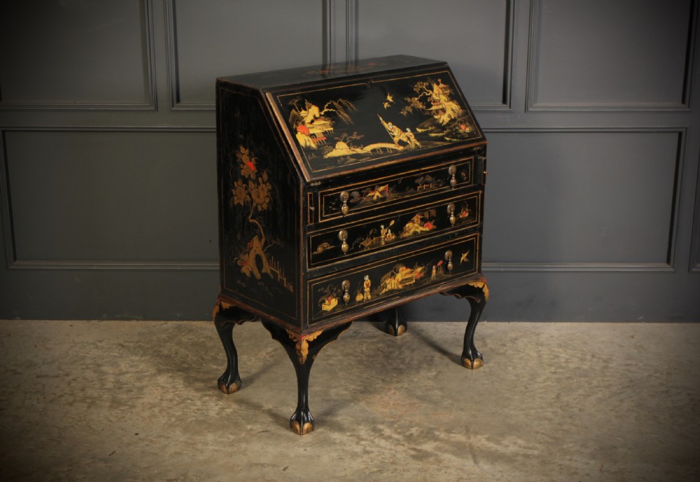Black Japanned Chinoiserie Bureau  View II
